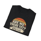 Black folded  'Are We There Yet Asking For The 47th Time' retro graphic t-shirt Gildan 64000
