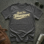 Dark heather 'Built for Transport' road life t-shirt featuring vintage cream typography on a soft unisex t-shirt.