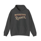 Dark heather hoodie 'Interstate Runner' on a white background