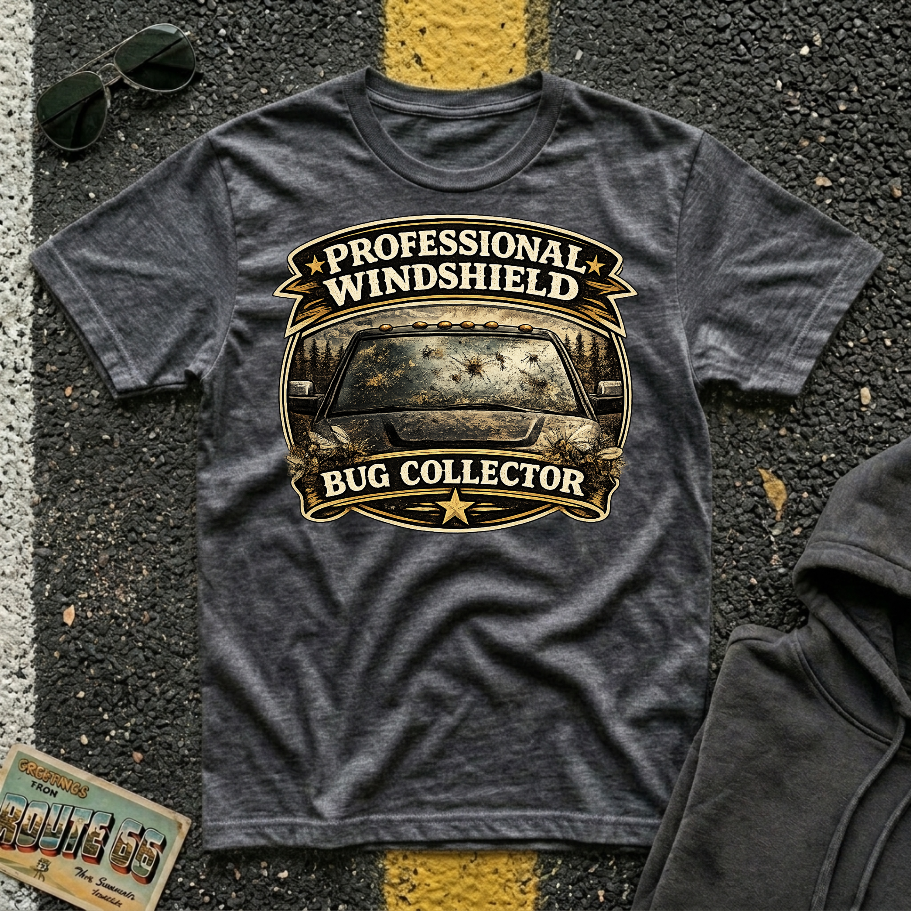 Professional Windshield Bug Collector – Funny Road Trip T-Shirt