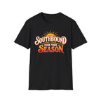 Black t-shirt "SouthBound for the Season" on a white background