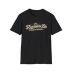 Black t-shirt with The Riverstone life Fueled By Freedom' design on a white background