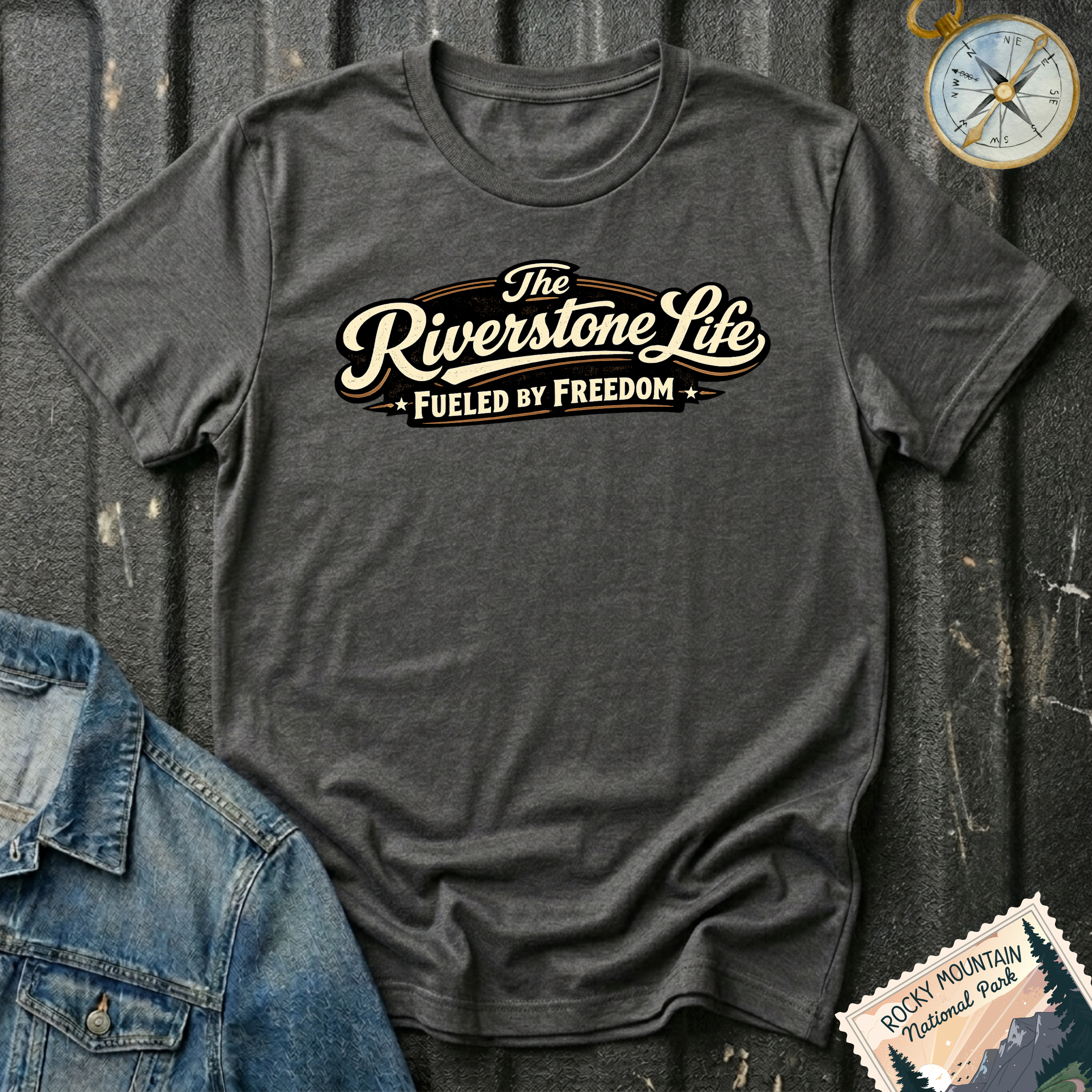 Dark heather The Riverstone Life Fueled By Freedom T-shirt 