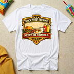 Truck Stop Cuisine Keeps Me Humble T-shirt by The Riverstone Life on white Gildan Softstyle 64000 featuring a vintage truck stop food graphic.